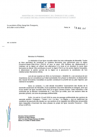 la décision ministérielle du 18 avril 2017